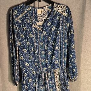Blue Floral Bohemian Dress